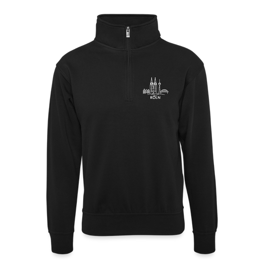 Köln Skyline Druck (klein auf der Brust) - Unisex sweater with zip collar - black