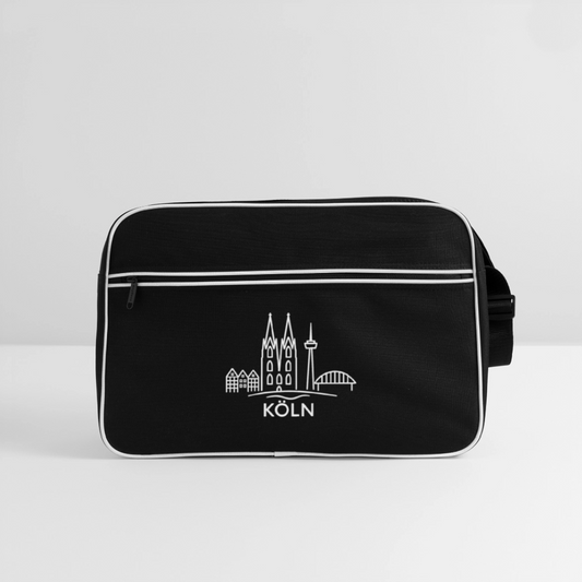 Köln Skyline (Druck) - Retro Tasche - Schwarz/Weiß