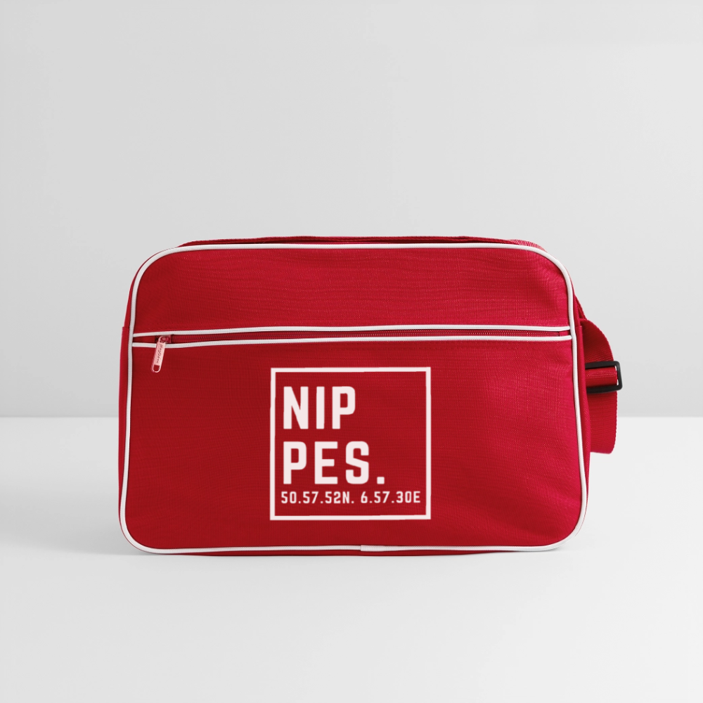 Nippes Koordinaten (Druck) - Retro Tasche - Rot/Weiß