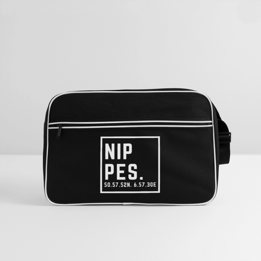 Nippes Koordinaten (Druck) - Retro Tasche - Schwarz/Weiß