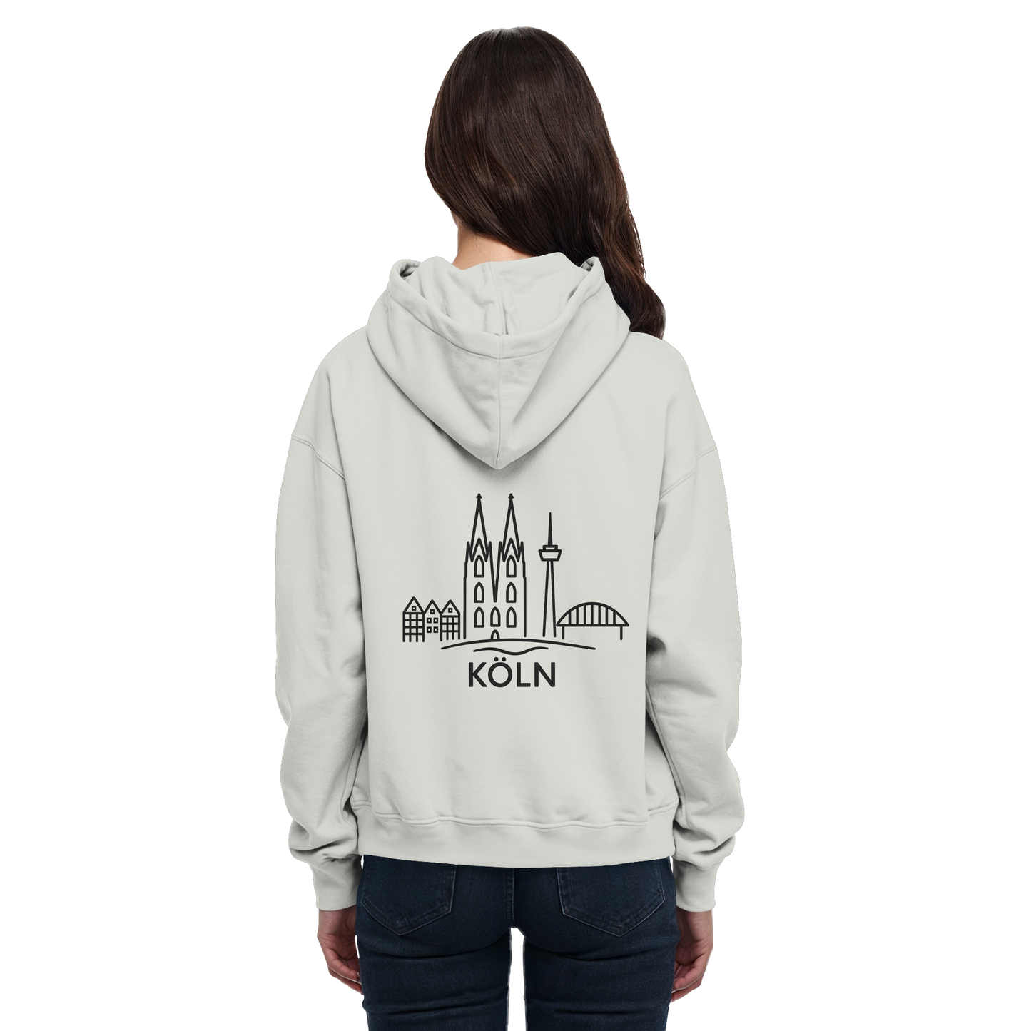 Köln Skyline (großer Druck auf dem Rücken) - Basic Unisex Hoodie
