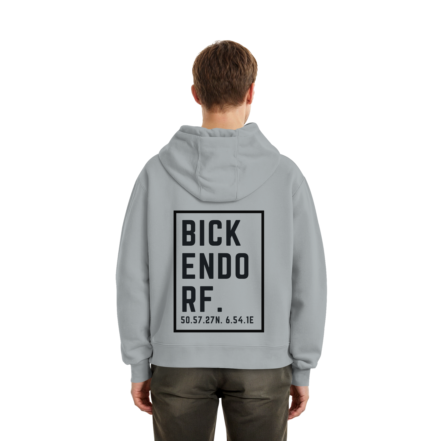 Bickendorf Koordinaten (großer Druck auf dem Rücken) - Fluffy Boxcut Hoodie