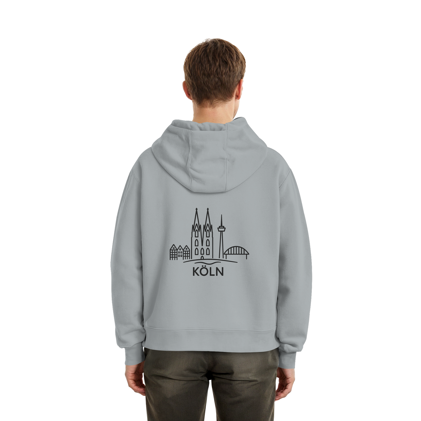 Köln Skyline (großer Druck auf dem Rücken) - Fluffy Boxcut Hoodie