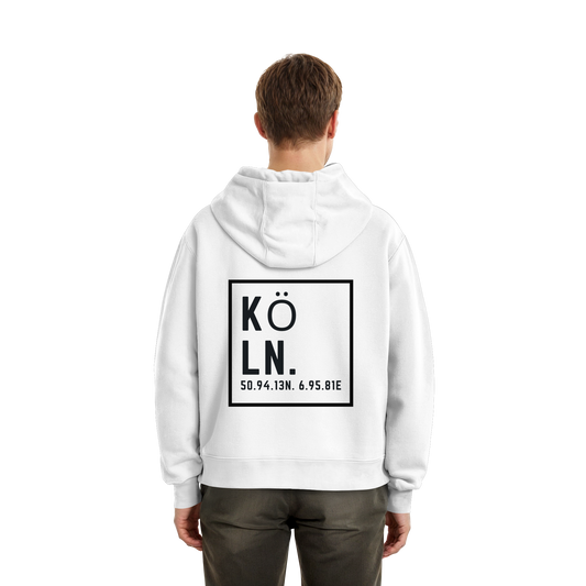 Köln Koordinaten (großer Druck auf dem Rücken) - Fluffy Boxcut Hoodie
