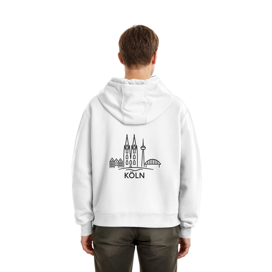 Köln Skyline (großer Druck auf dem Rücken) - Fluffy Boxcut Hoodie