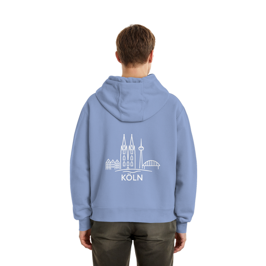 Köln Skyline (großer Druck auf dem Rücken) - Fluffy Boxcut Zipper