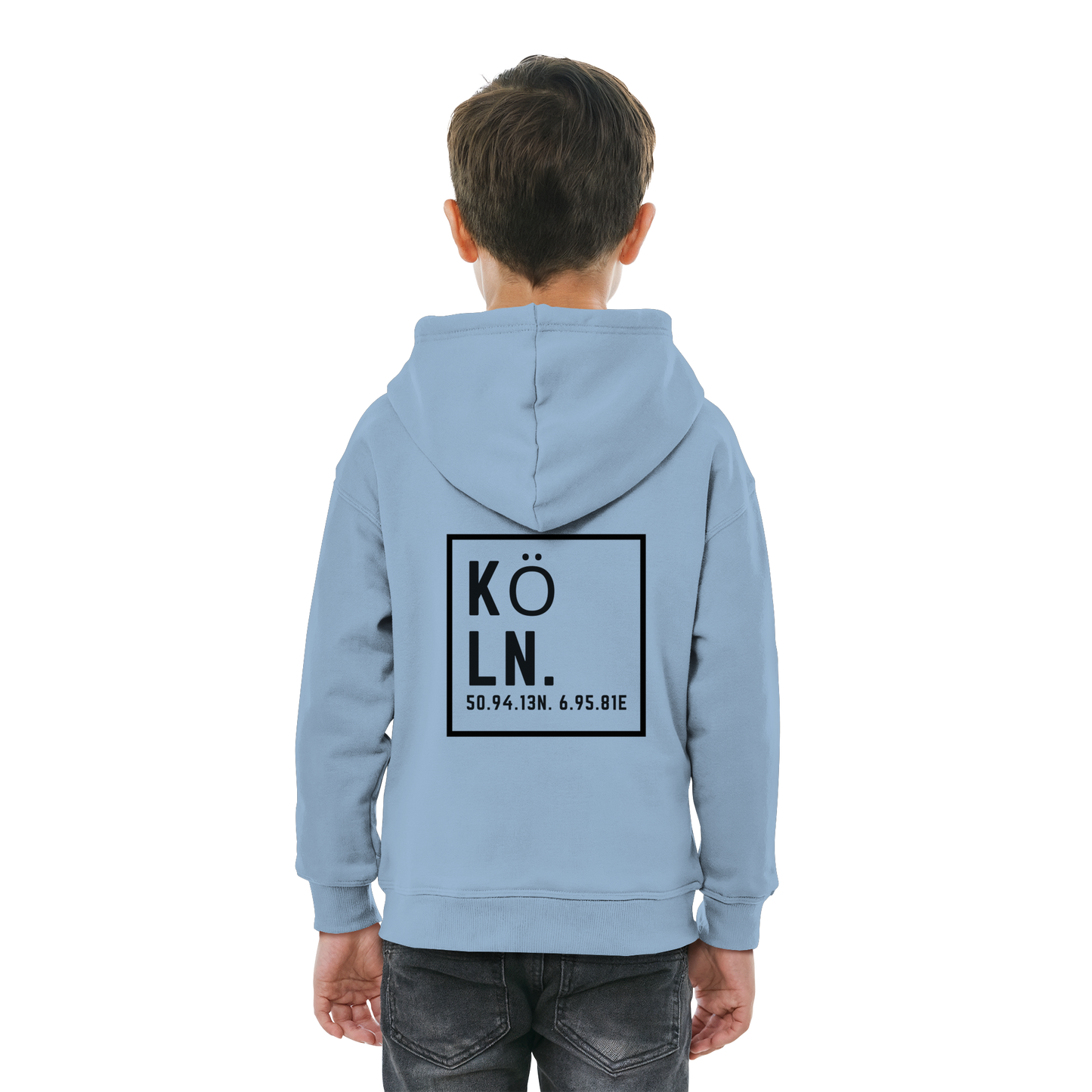 Köln Koordinaten (großer Druck auf dem Rücken) - Kids Basic Hoodie