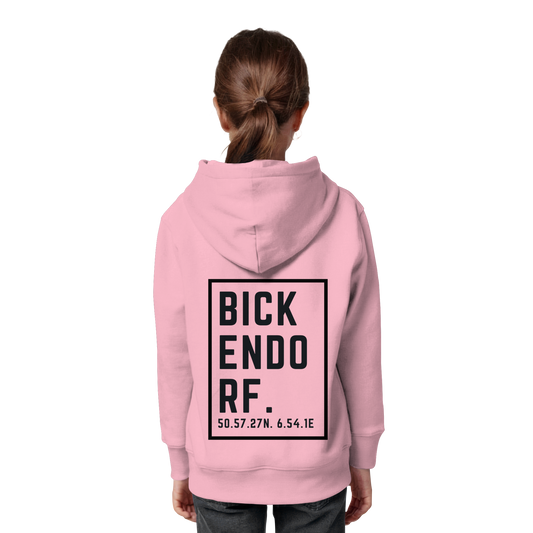 Bickendorf Koordinaten (großer Druck auf dem Rücken) - Kids Organic Hoodie