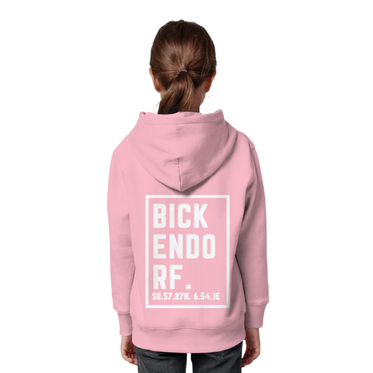 Bickendorf Koordinaten (großer Druck auf dem Rücken) - Kids Organic Hoodie