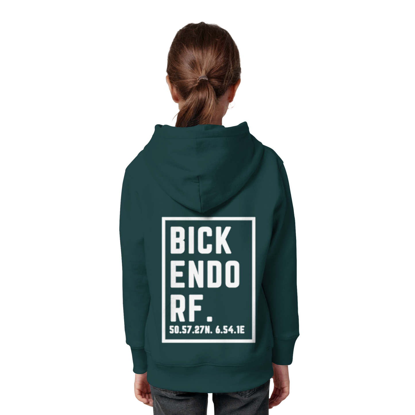 Bickendorf Koordinaten (großer Druck auf dem Rücken) - Kids Organic Hoodie