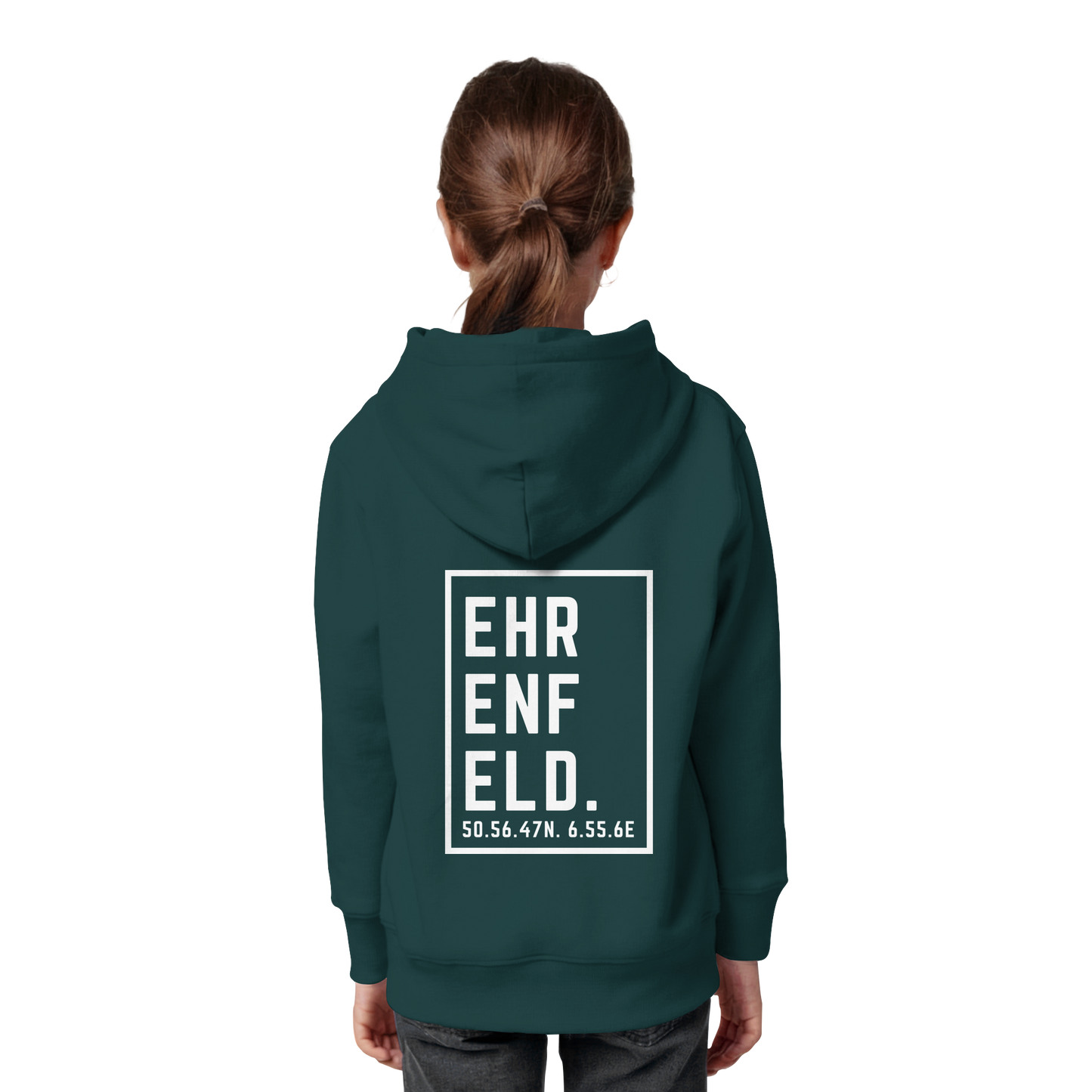 Ehrenfeld Koordinaten (großer Druck auf dem Rücken) - Kids Organic Hoodie