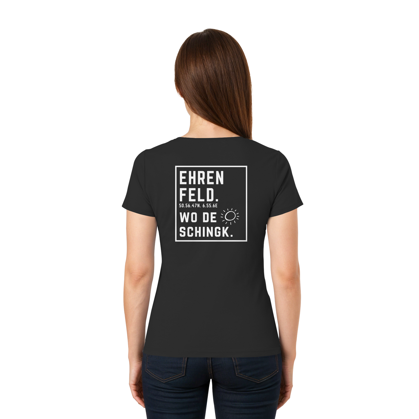 Wo de Sonn schingk - Ehrenfeld Druck Rücken - Ladies V-Neck Shirt