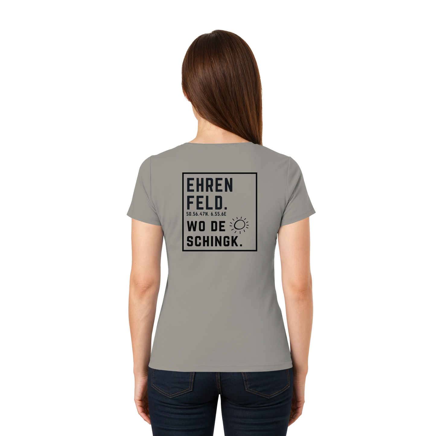 Wo de Sonn schingk - Ehrenfeld Druck Rücken - Ladies V-Neck Shirt