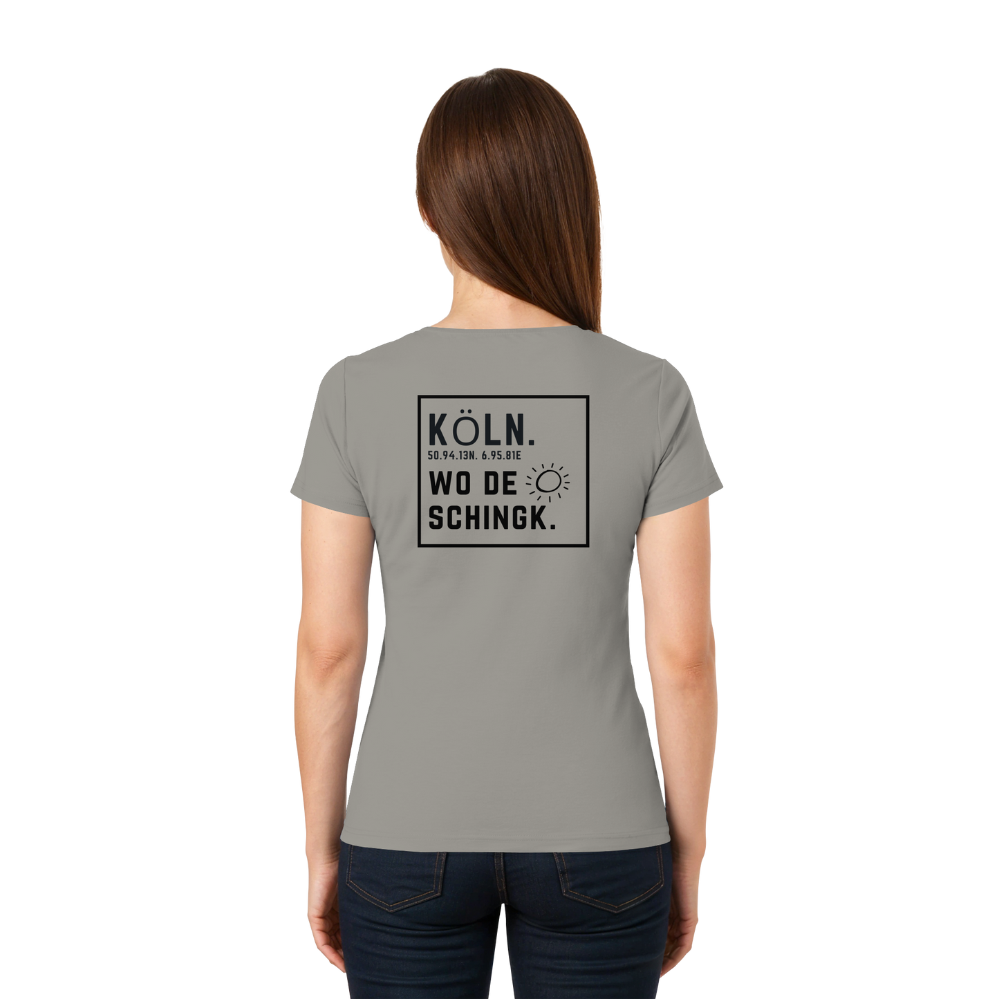 Wo de Sonn schingk - Köln Druck Rücken - Ladies V-Neck Shirt