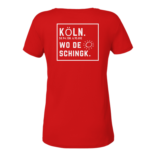 Wo de Sonn schingk - Köln Druck Rücken - Ladies V-Neck Shirt