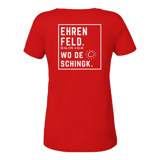 Wo de Sonn schingk - Ehrenfeld Druck Rücken - Ladies V-Neck Shirt
