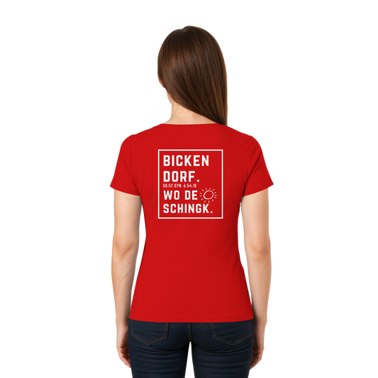 Wo de Sonn schingk - Bickendorf Druck Rücken - Ladies V-Neck Shirt