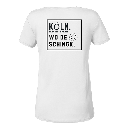 Wo de Sonn schingk - Köln Druck Rücken - Ladies V-Neck Shirt
