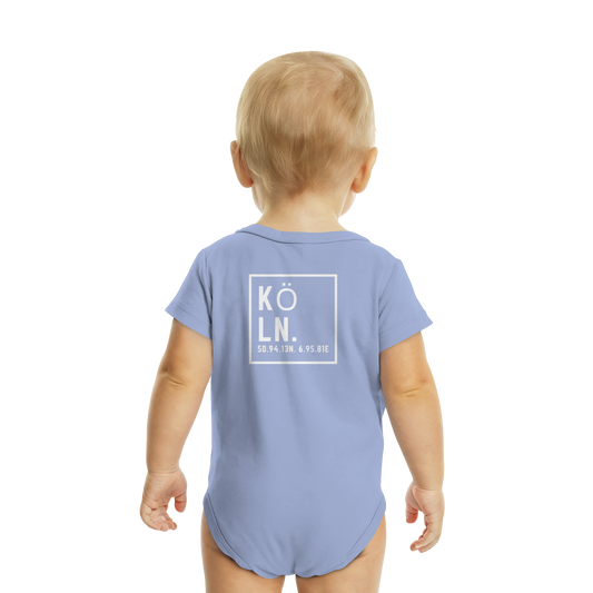 Köln Koordinaten (großer Druck auf dem Rücken) - Organic Baby Bodysuit