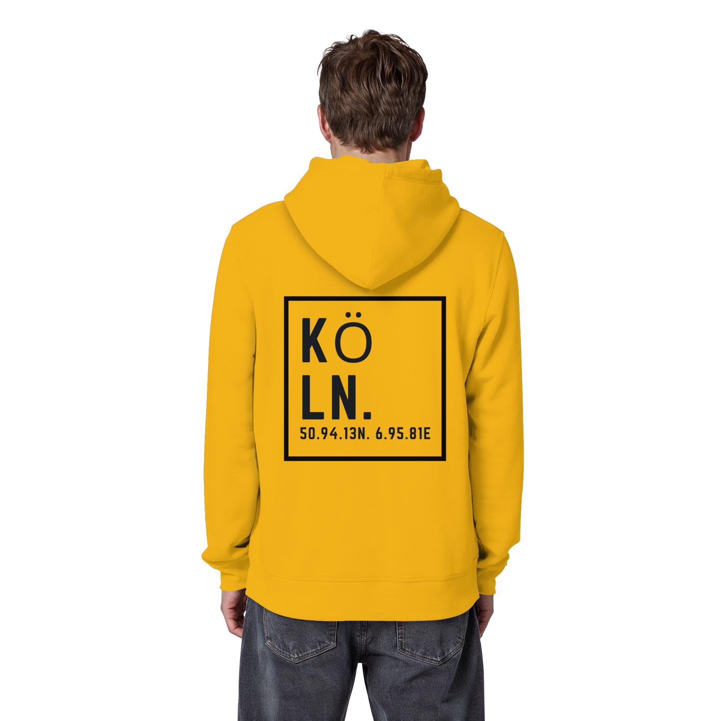 Köln Koordinaten (großer Druck auf dem Rücken) - Organic Basic Hoodie