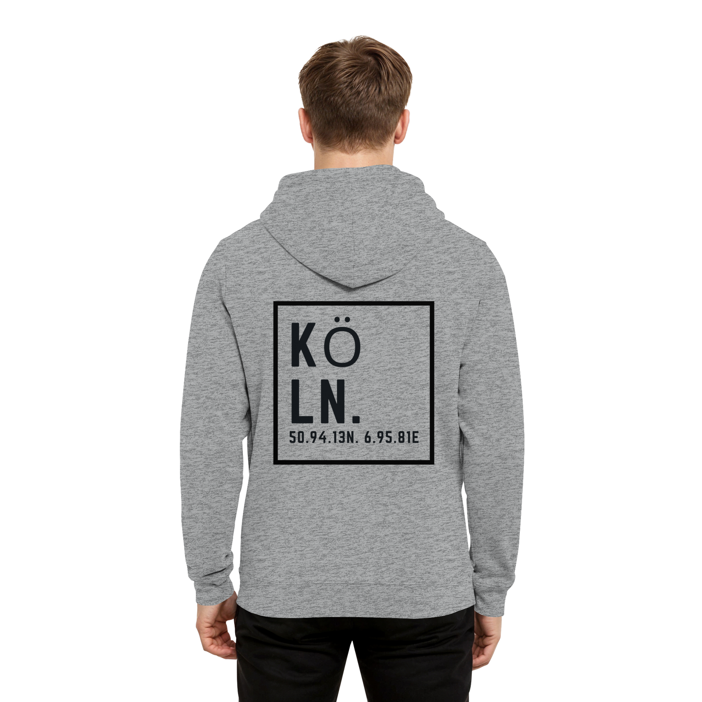 Köln Koordinaten (großer Druck auf dem Rücken) - Organic Hoodie B&C