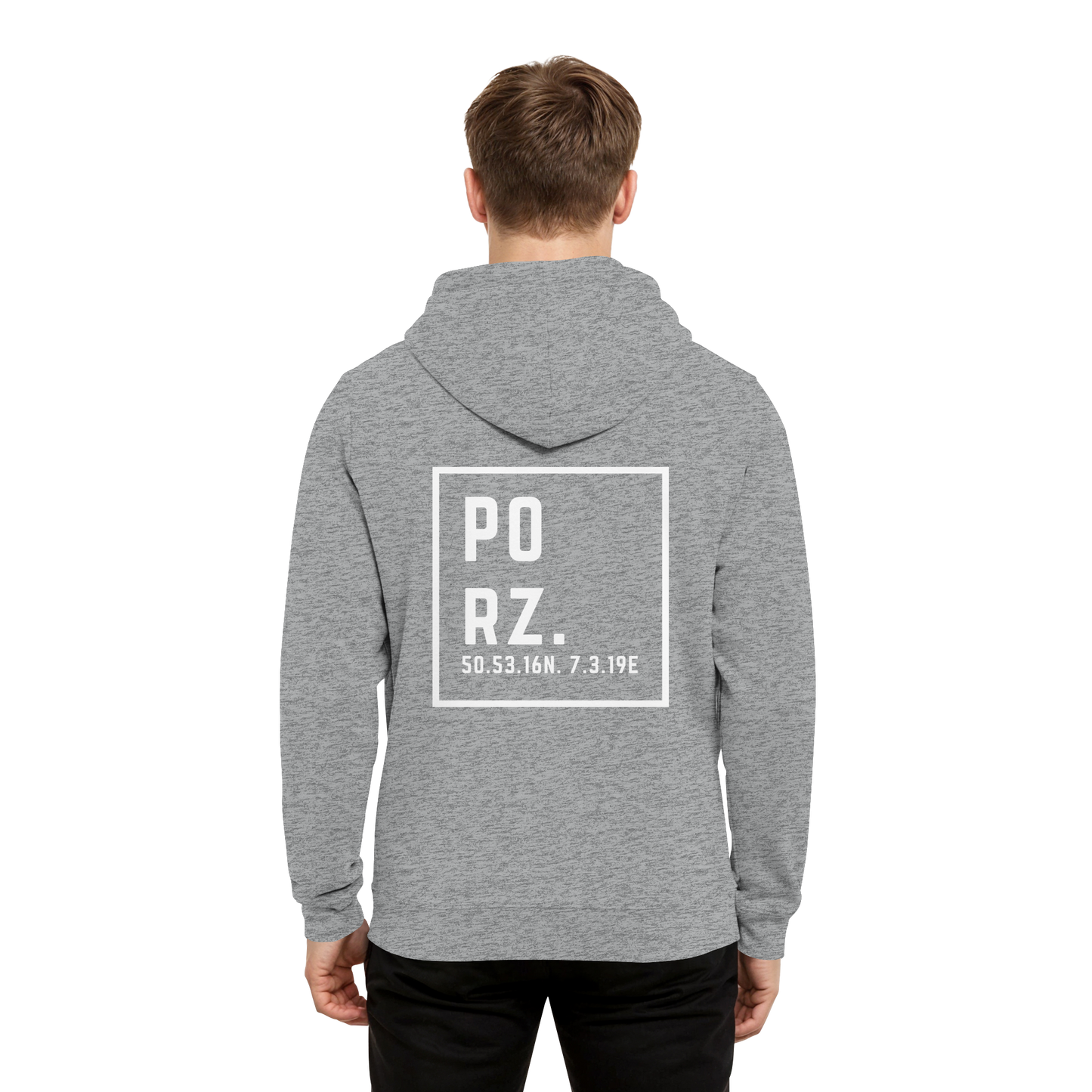 Porz Koordinaten (großer Druck Rücken) - Organic Hoodie B&C