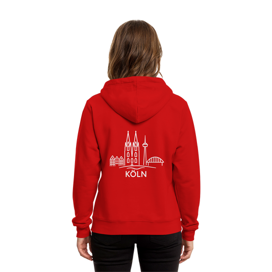 Köln Skyline (großer Druck auf dem Rücken) - Organic Hoodie B&C