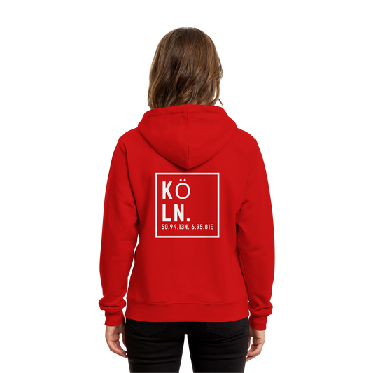 Köln Koordinaten (großer Druck auf dem Rücken) - Organic Hoodie B&C