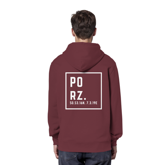 Porz Koordinaten (großer Druck Rücken) - Organic Hoodie