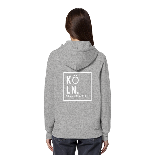 Köln Koordinaten (großer Druck auf dem Rücken) - Organic Hoodie