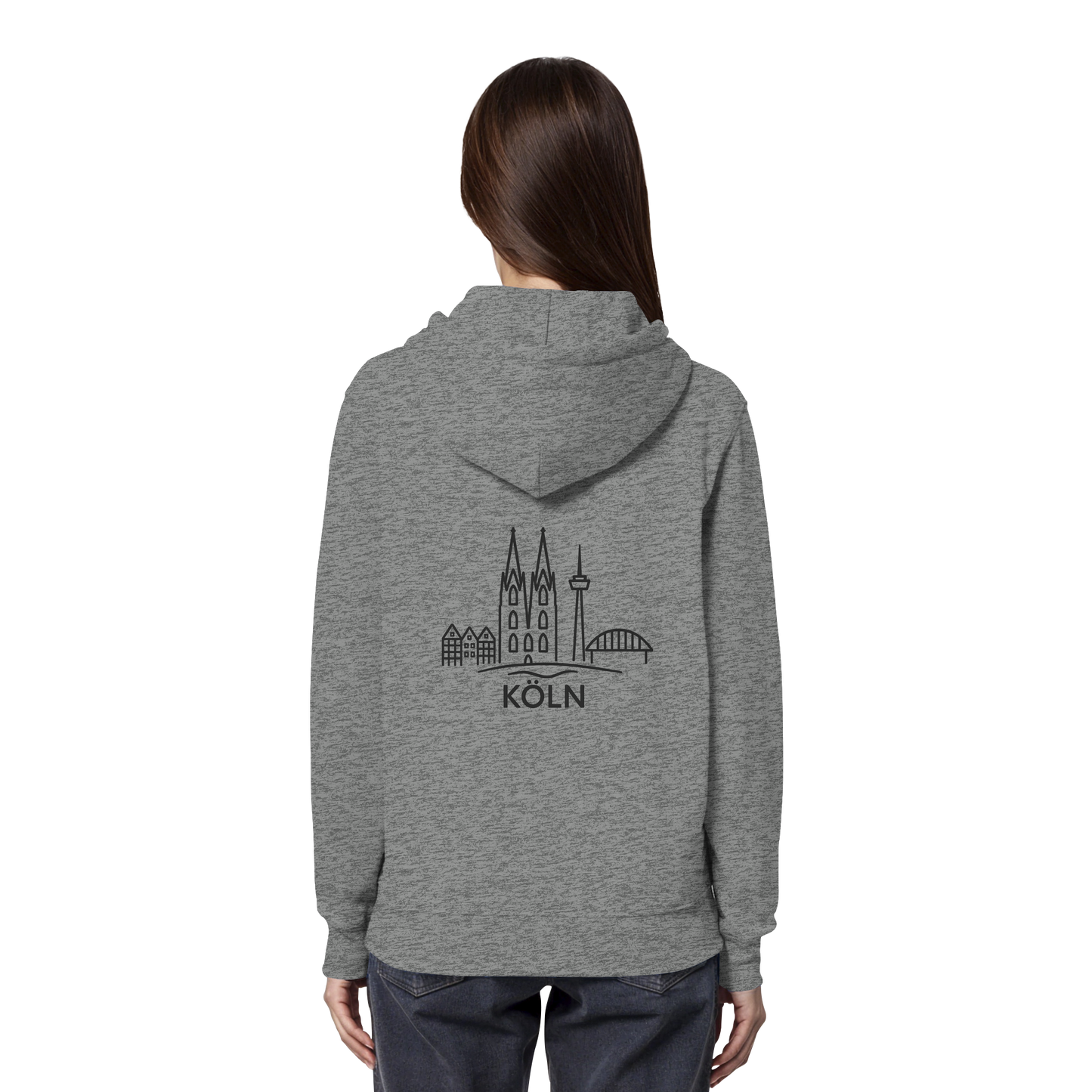 Köln Skyline (großer Druck auf dem Rücken) - Organic Hoodie