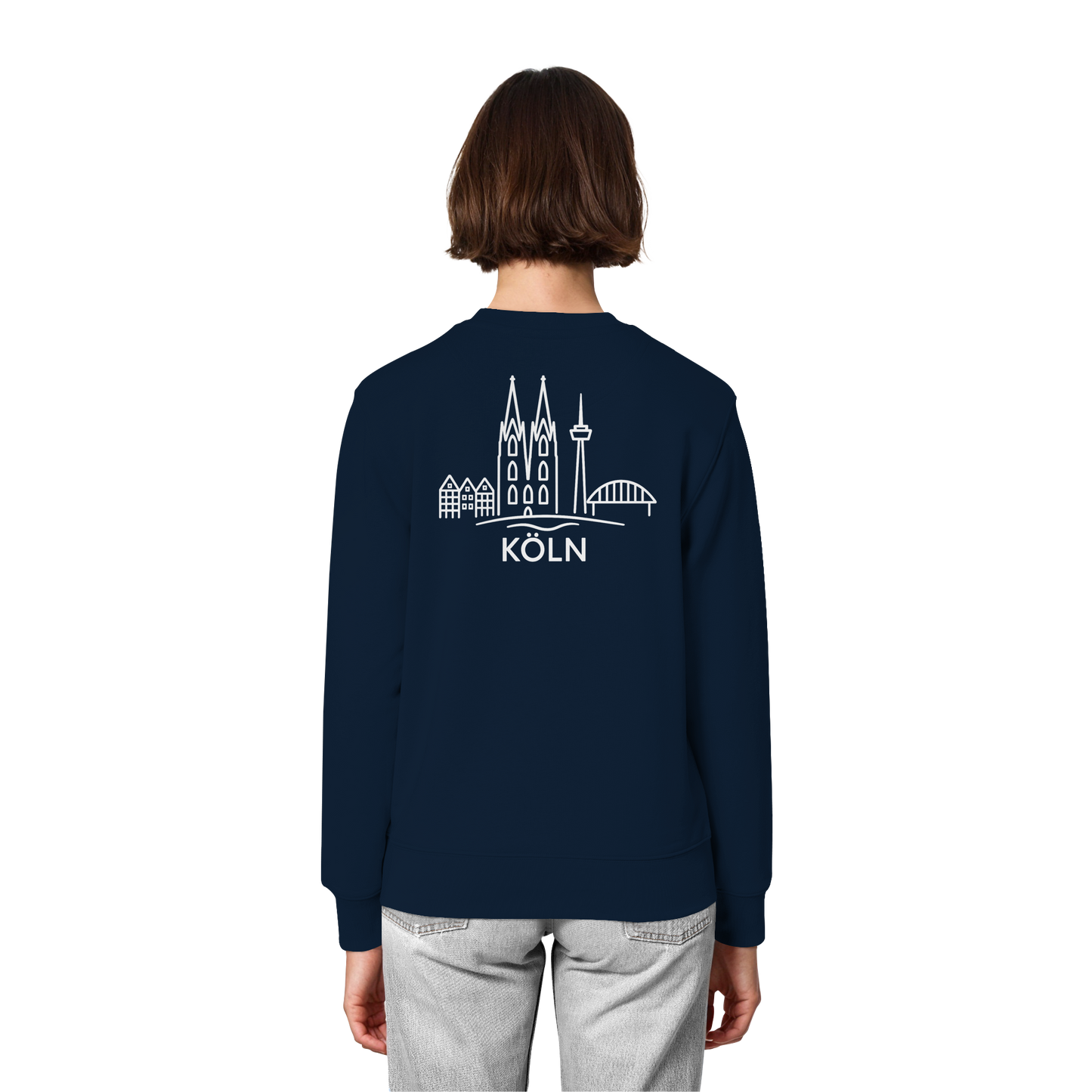 Köln Skyline (großer Druck auf dem Rücken) - Organic Lightweight Sweatshirt