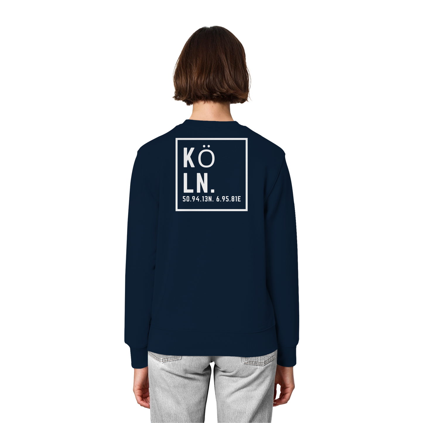 Köln Koordinaten (großer Druck auf dem Rücken) - Organic Lightweight Sweatshirt