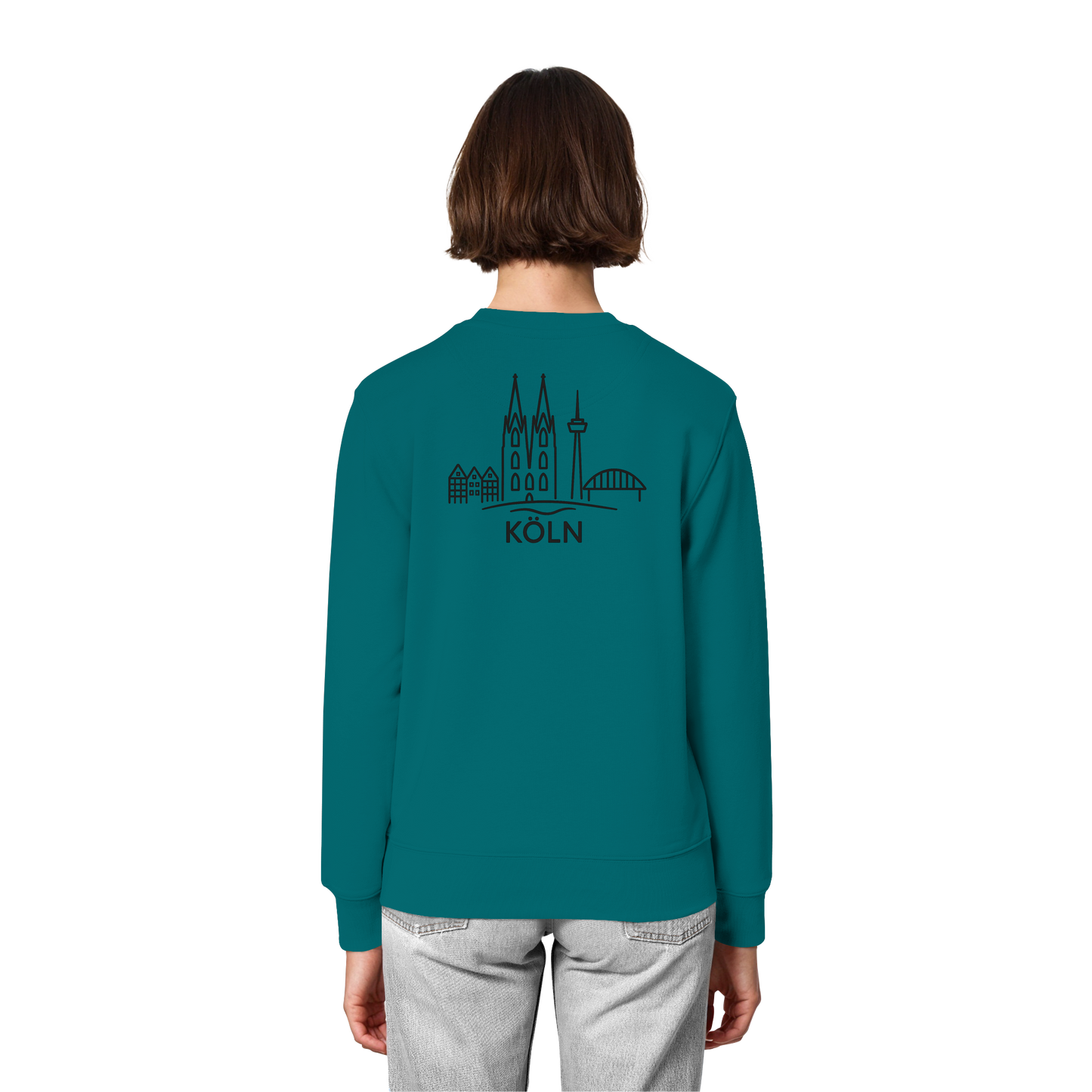 Köln Skyline (großer Druck auf dem Rücken) - Organic Lightweight Sweatshirt