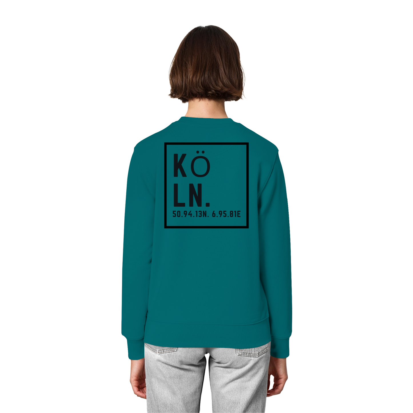 Köln Koordinaten (großer Druck auf dem Rücken) - Organic Lightweight Sweatshirt