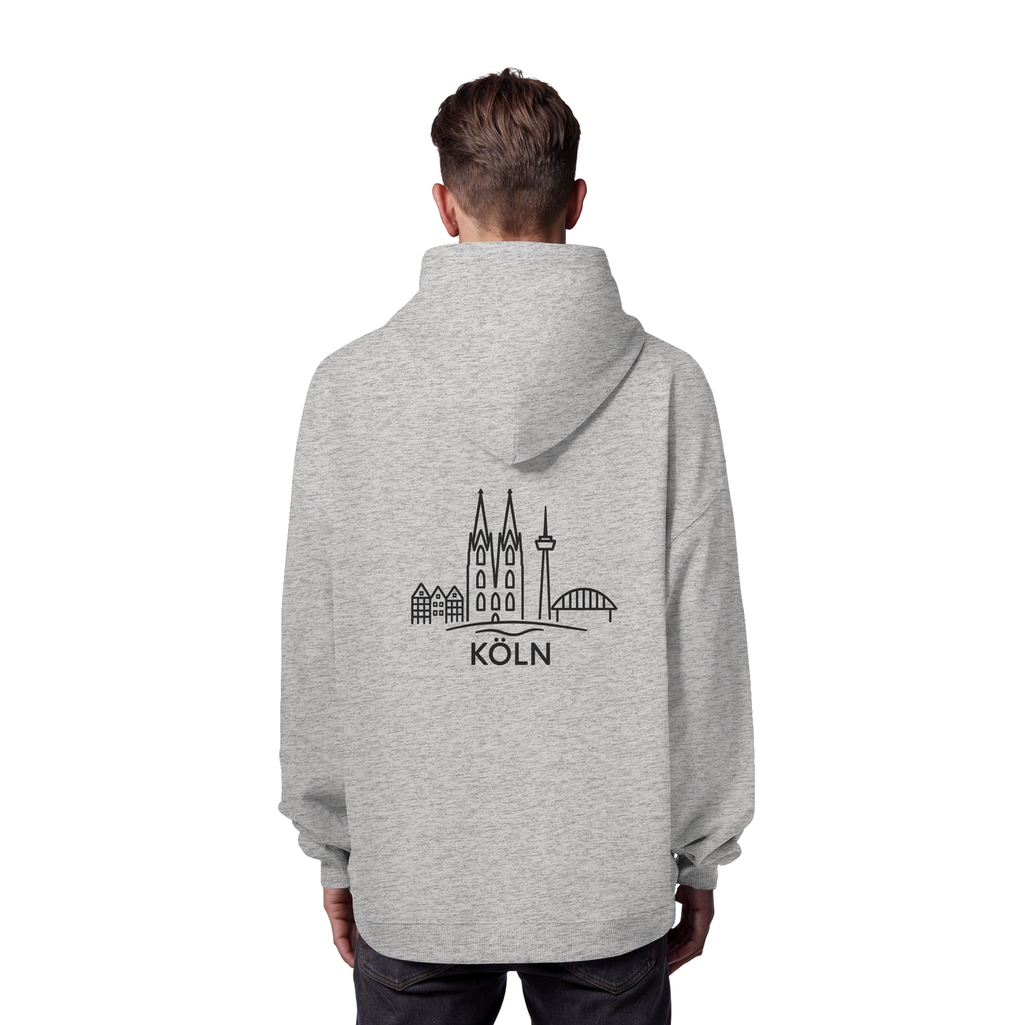 Köln Skyline (großer Druck auf dem Rücken) - Organic Oversize Hoodie