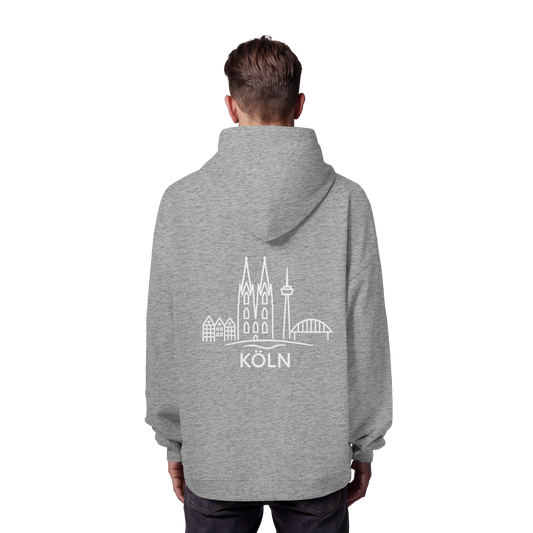 Köln Skyline (großer Druck auf dem Rücken) - Organic Oversize Hoodie
