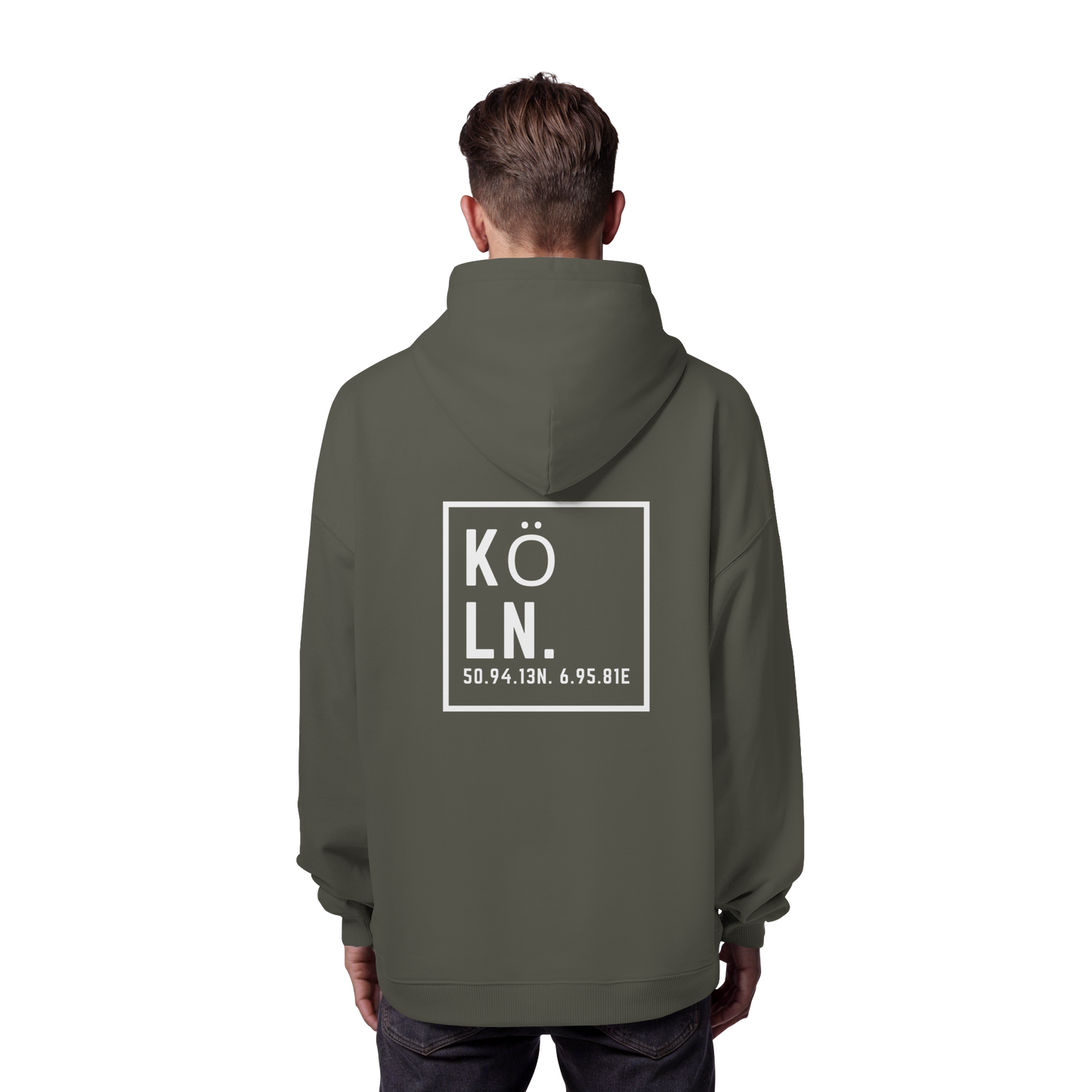 Köln Koordinaten (großer Druck auf dem Rücken) - Organic Oversize Hoodie