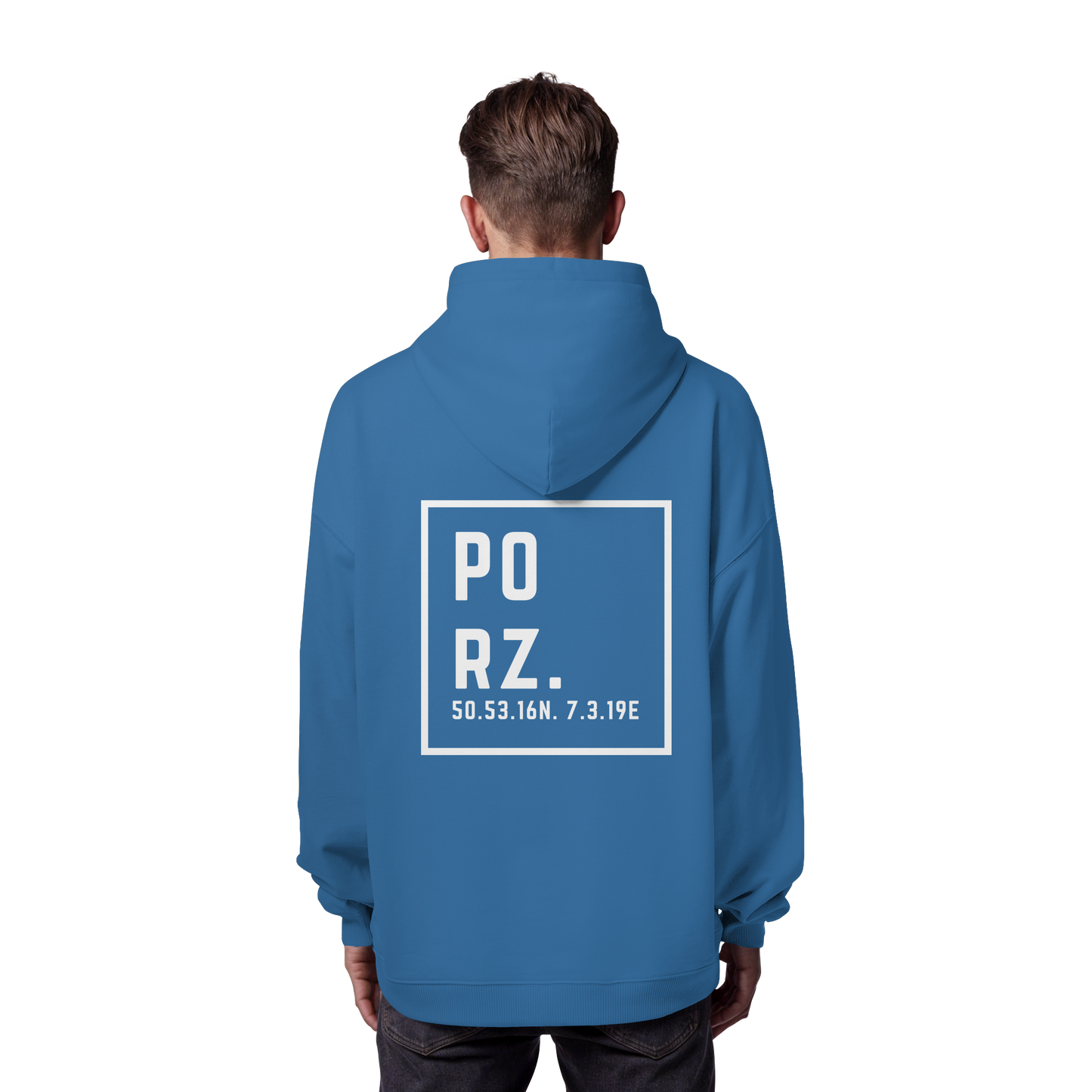 Porz Koordinaten (großer Druck Rücken) - Organic Oversize Hoodie