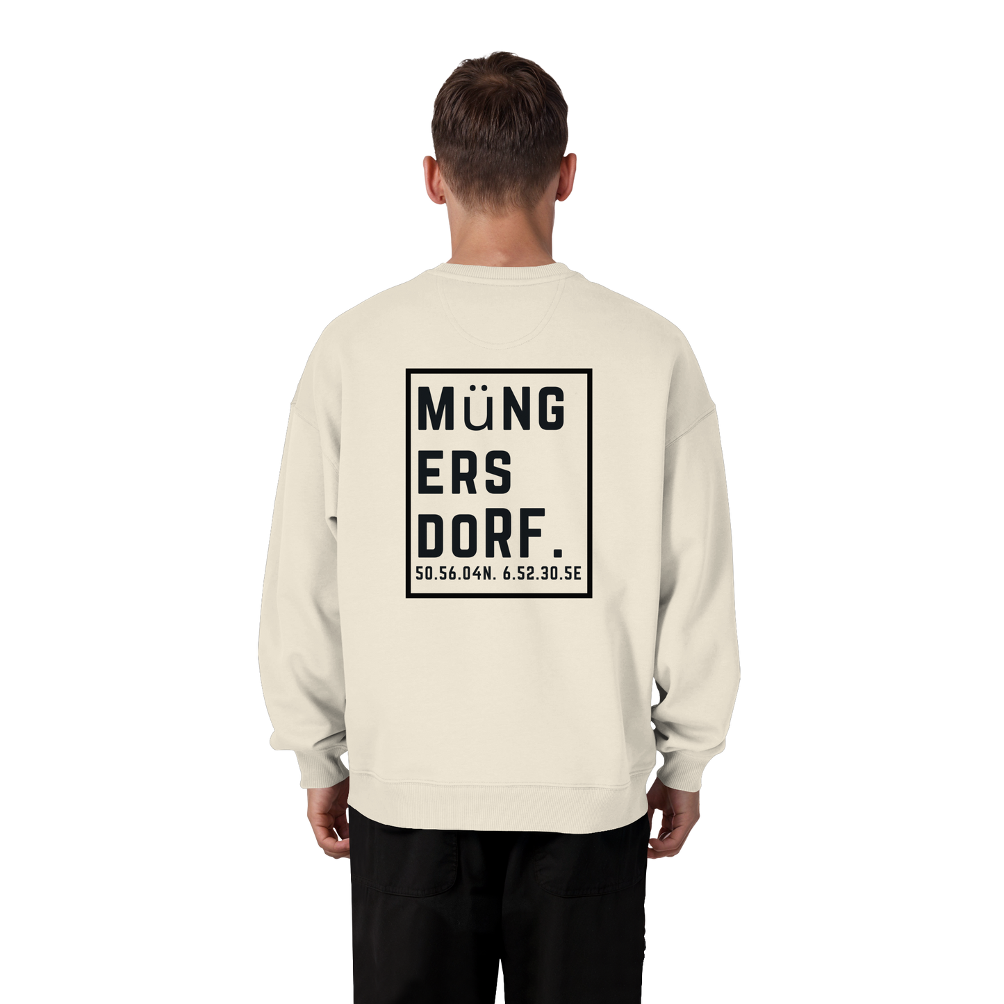 Müngersdorf Koordinaten (großer Druck auf dem Rücken) - Organic Oversize Sweatshirt