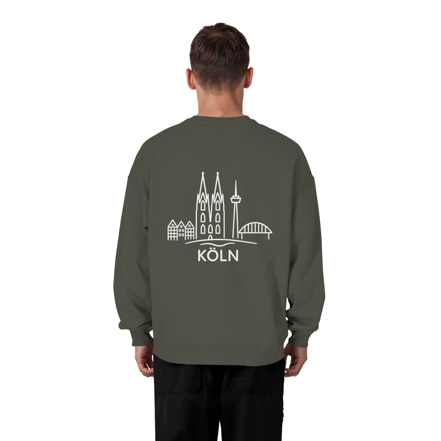 Köln Skyline (großer Druck auf dem Rücken) - Organic Oversize Sweatshirt