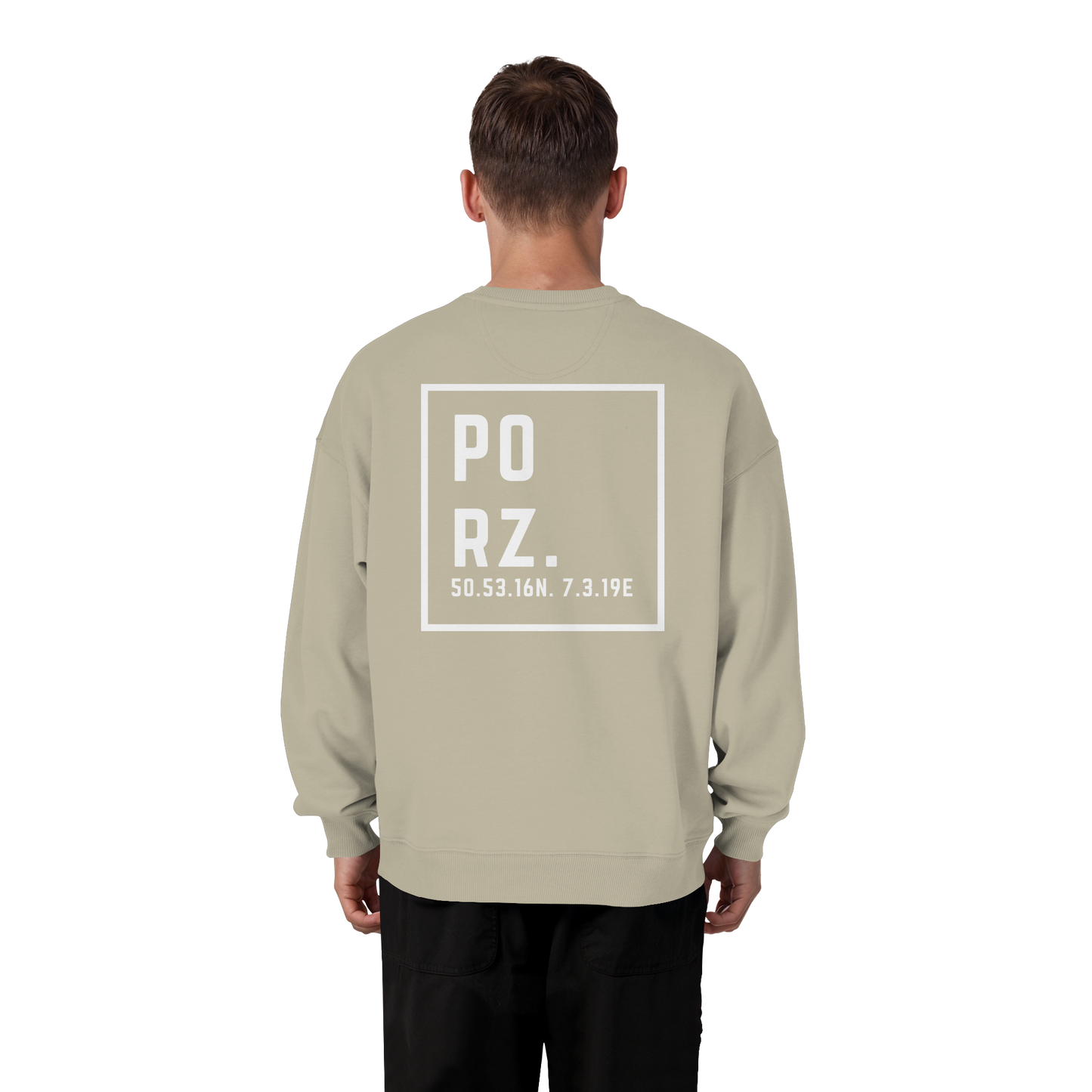 Porz Koordinaten (großer Druck Rücken) - Organic Oversize Sweatshirt
