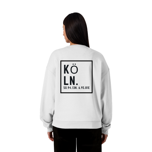 Köln Koordinaten (großer Druck auf dem Rücken) - Organic Oversize Sweatshirt
