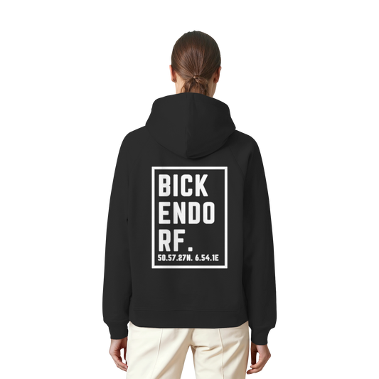 Bickendorf Koordinaten (großer Druck auf dem Rücken) - Organic Raglan Hoodie
