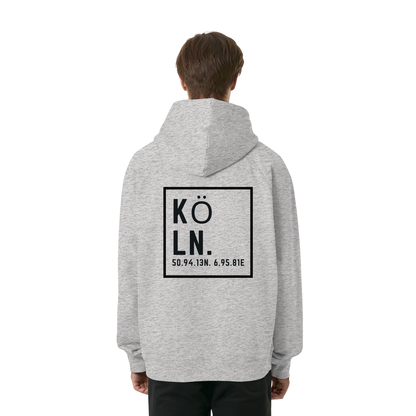 Köln Koordinaten (großer Druck auf dem Rücken) - Organic Raglan Hoodie