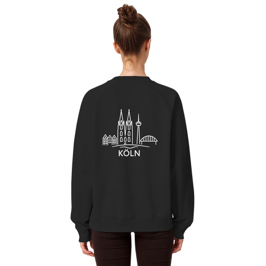 Köln Skyline (großer Druck auf dem Rücken) - Organic Raglan Sweatshirt