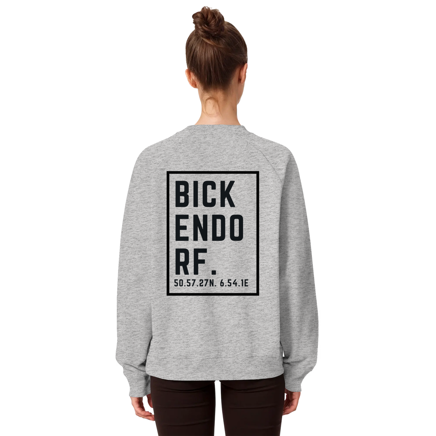 Bickendorf Koordinaten (großer Druck auf dem Rücken) - Organic Raglan Sweatshirt