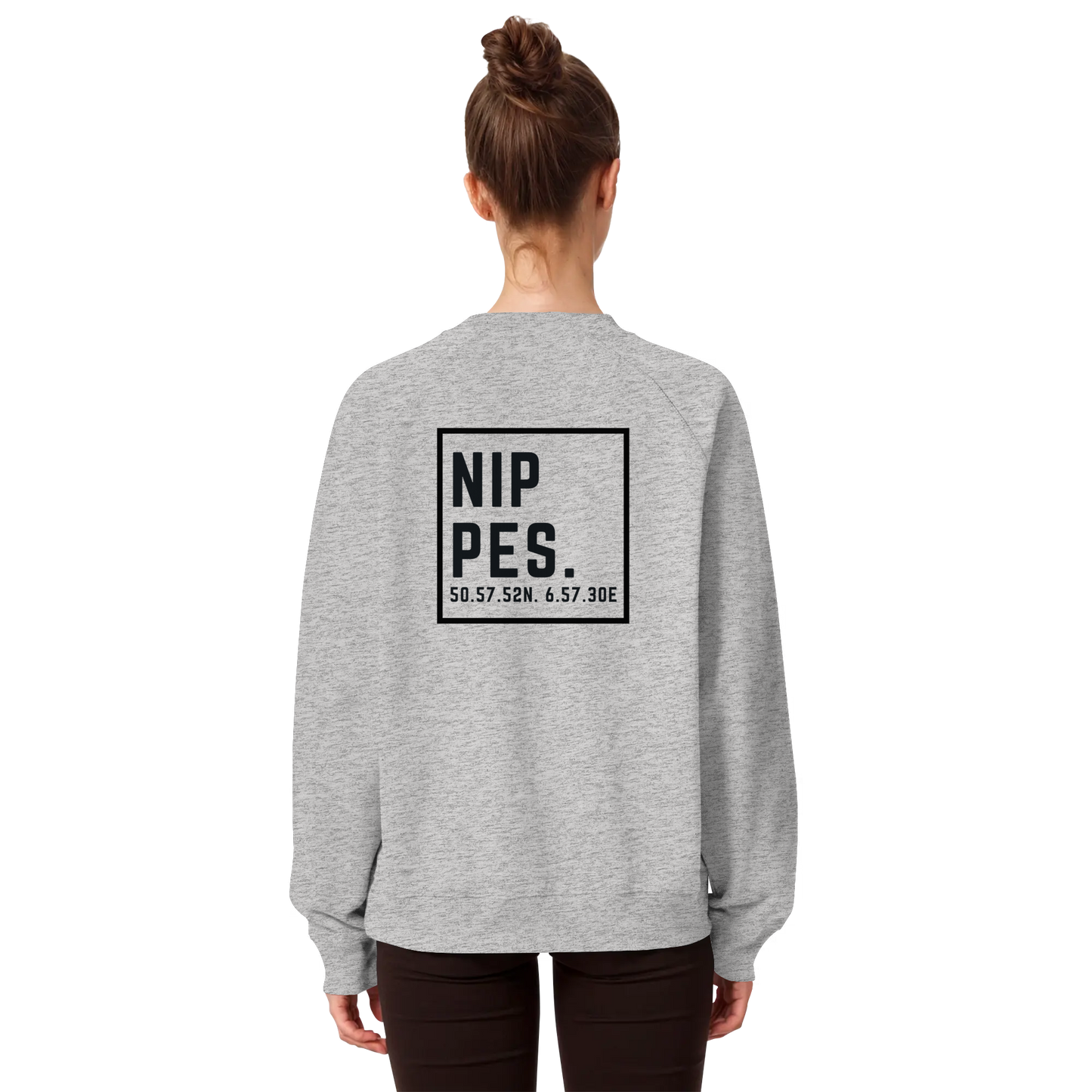 Nippes Koordinaten (großer Druck auf dem Rücken) - Organic Raglan Sweatshirt
