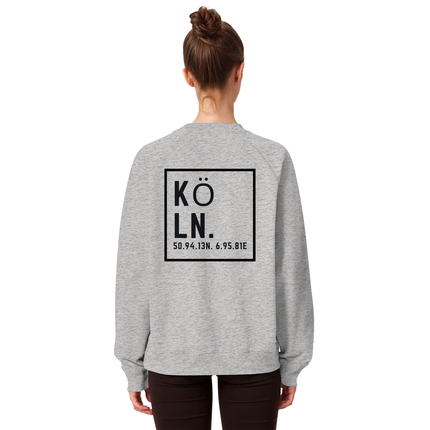 Köln Koordinaten (großer Druck auf dem Rücken) - Organic Raglan Sweatshirt