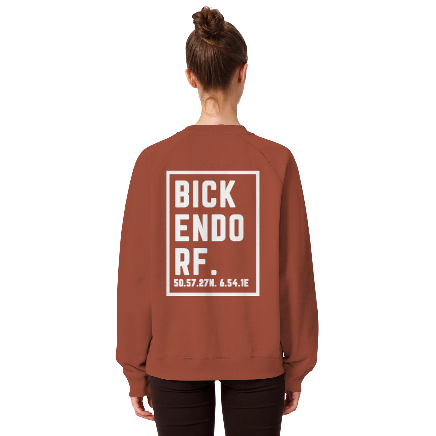 Bickendorf Koordinaten (großer Druck auf dem Rücken) - Organic Raglan Sweatshirt